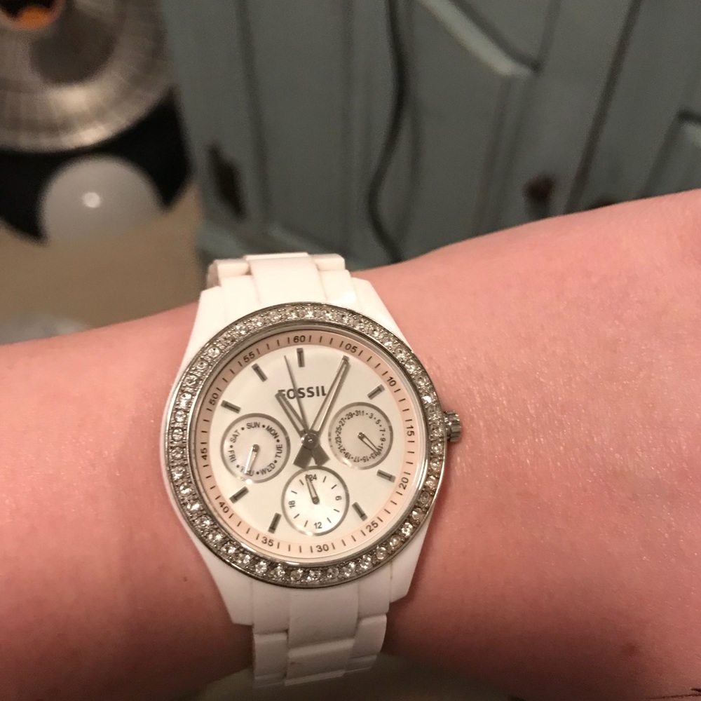 White fossil watch